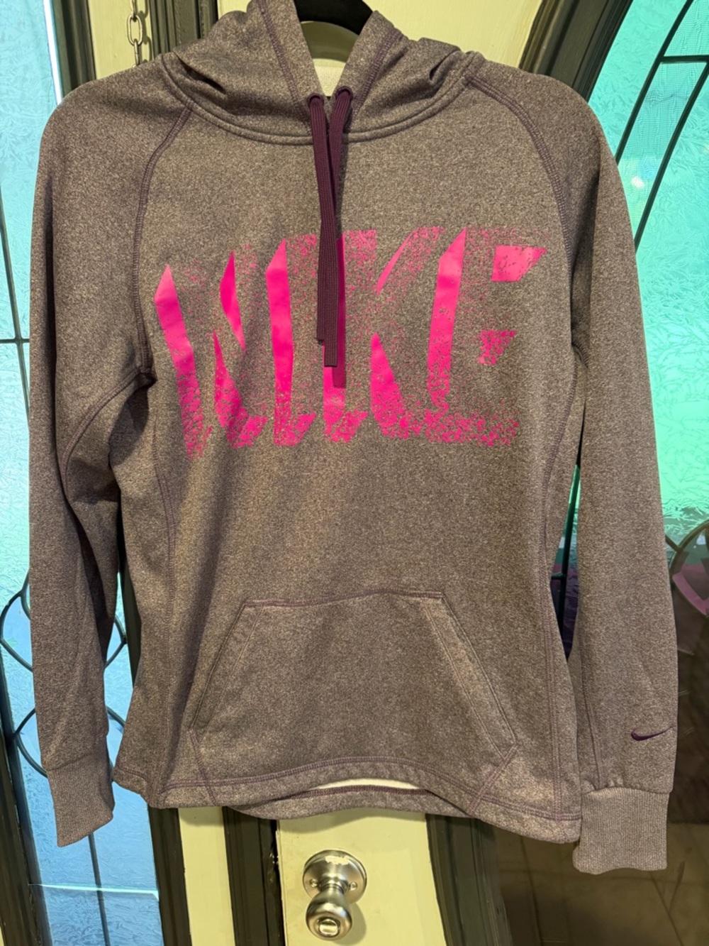 Nike Heather Purple Hoodie with Pink Logo
